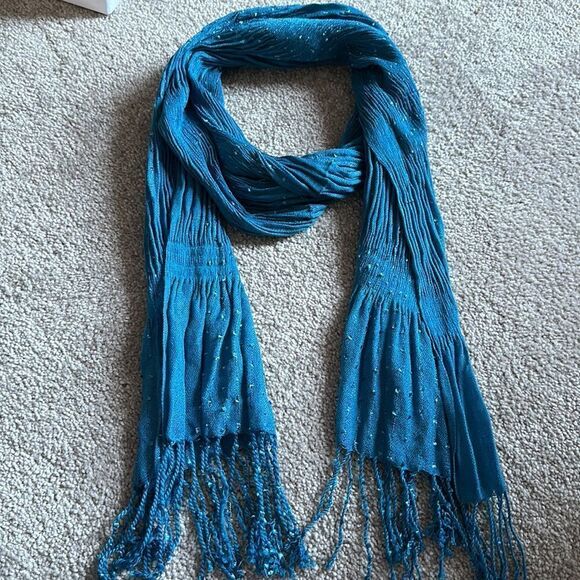 Turquoise Scarf/Wrap with Fringe! - Picture 5 of 8